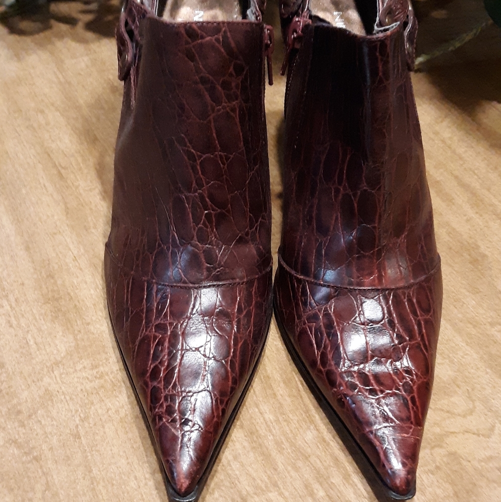 Nine West Faux Croc Embossed Booties